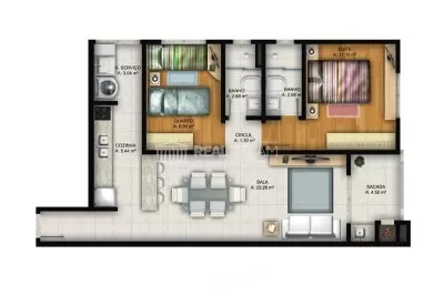 Planta humanizada do apartamento